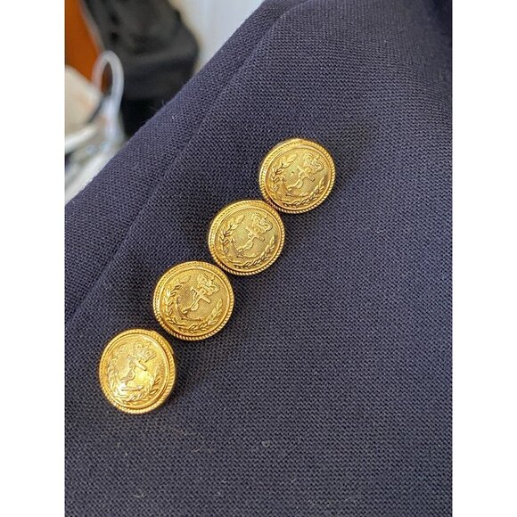 Lands' End Navy Blue Blazer Men's 52 Single Breasted 2 Button Nautical Brass But - Picture 5 of 7